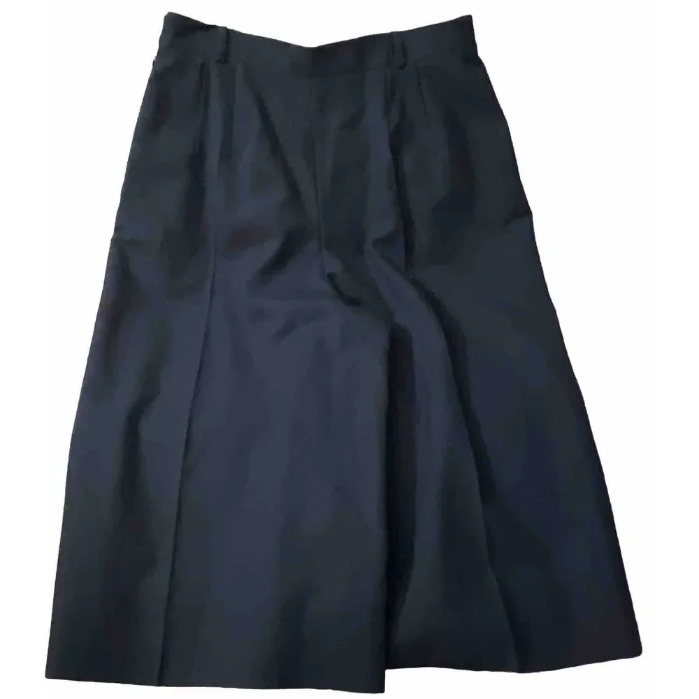 Talbots Vintage 80s Womens 14 100% Worsted Wool Lined USA Made Pants Skirt Navy - Picture 3 of 12